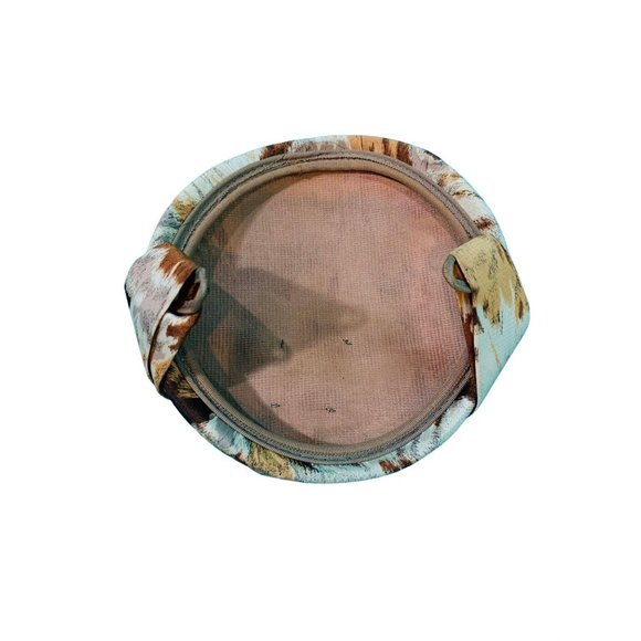 Vintage 1950s Floral Cap Brown Printed Round Hat - Picture 10 of 10